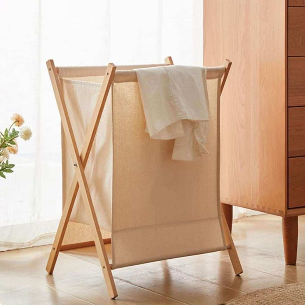Cesto Plegable Para Ropa De Bambú Beige image number 2.0