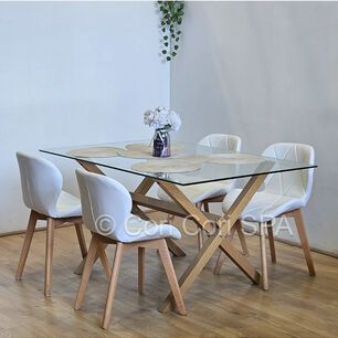 Comedor Medlock 140x90cms + 4 Sillas Mariposa Ecocuero Wood