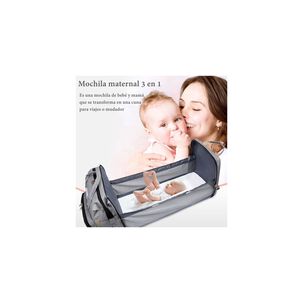 Mochila Maternal 3 En 1 Con Cunita Lubabycas Azul