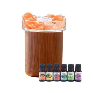 Pack Humidificador Piedras Sal + 6 Esencias Marron Oscuro