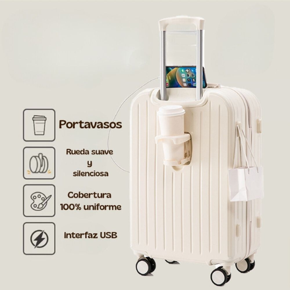 Maleta De Viaje Cabina Equipaje Mediano Con Usb Y Portavasos image number 3.0