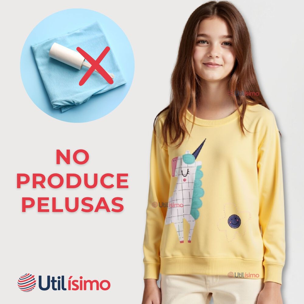 Poler&oacute;n Ni&ntilde;a Manga Larga 100% Algod&oacute;n Amarillo Unicornio image number 5.0