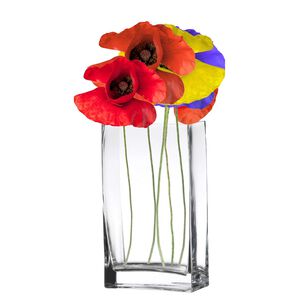 Florero New Quadro De 24cm Vidrio Transparente Decoracion