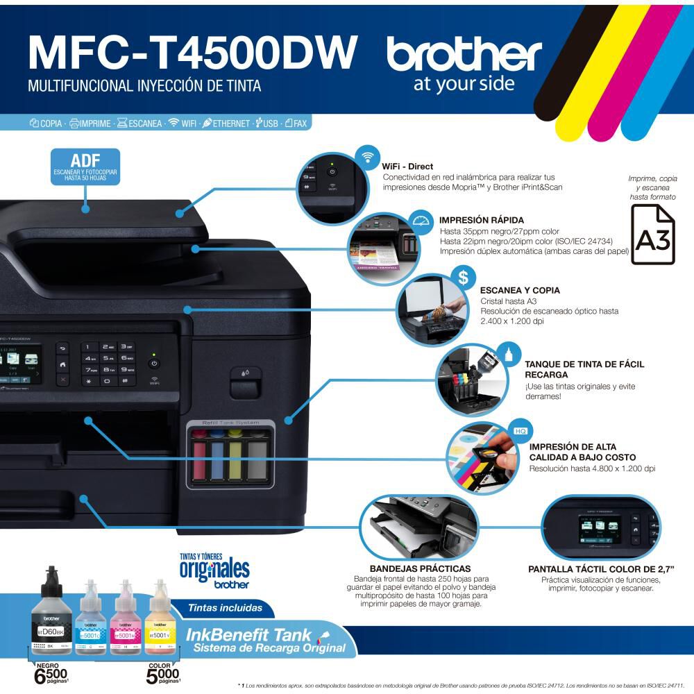 Impresora Multifuncional Brother MFCT4500DW image number 17.0