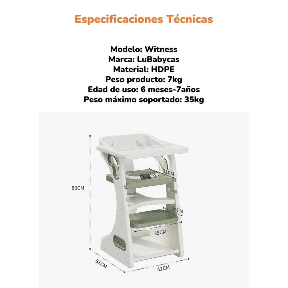 Silla De Comer Multifuncional Witness Naranja Lubabycas image number 4.0
