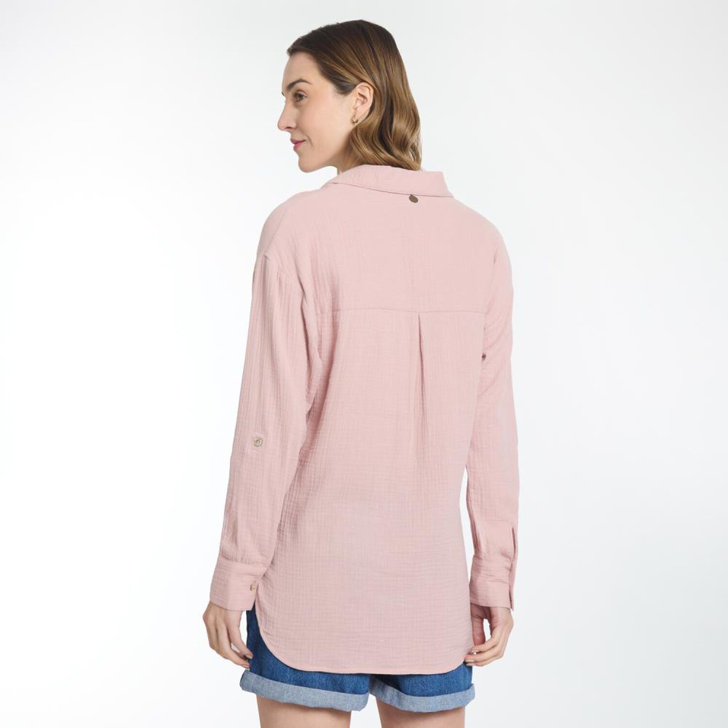 Blusa Oversize Textura Manga Larga Cuello Camisero Mujer Ocean Pacific image number 3.0