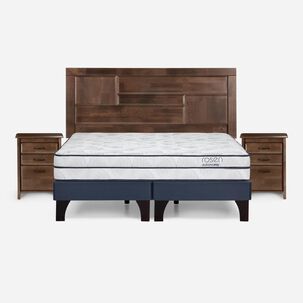 Cama Europea Rosen Autonomy Sky / 2 Plazas / Base Dividida + Set De Maderas Dolce