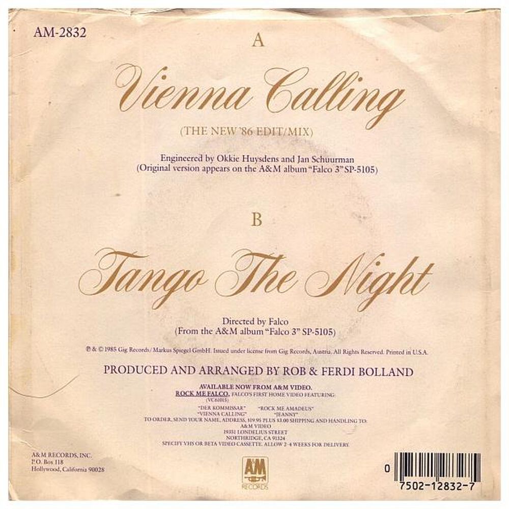 Falco - Vienna Calling | 7" Single Usado image number 3.0