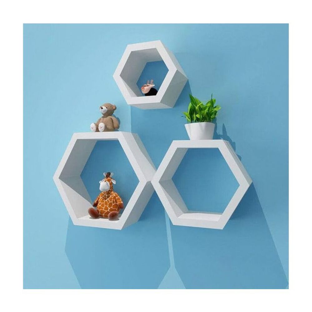 Set 3 Repisas Estante Flotantes Hexagonales De Madera Decorativo Moderno image number 2.0