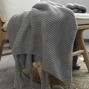 Manta Encaje De Lana Gruesa Tejida A Mano Premium 150x230cm Gris