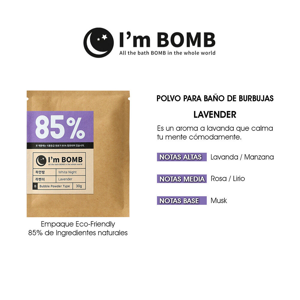 Burbujas De Baño En Polvo Lavender 30g Im Bomb image number 1.0