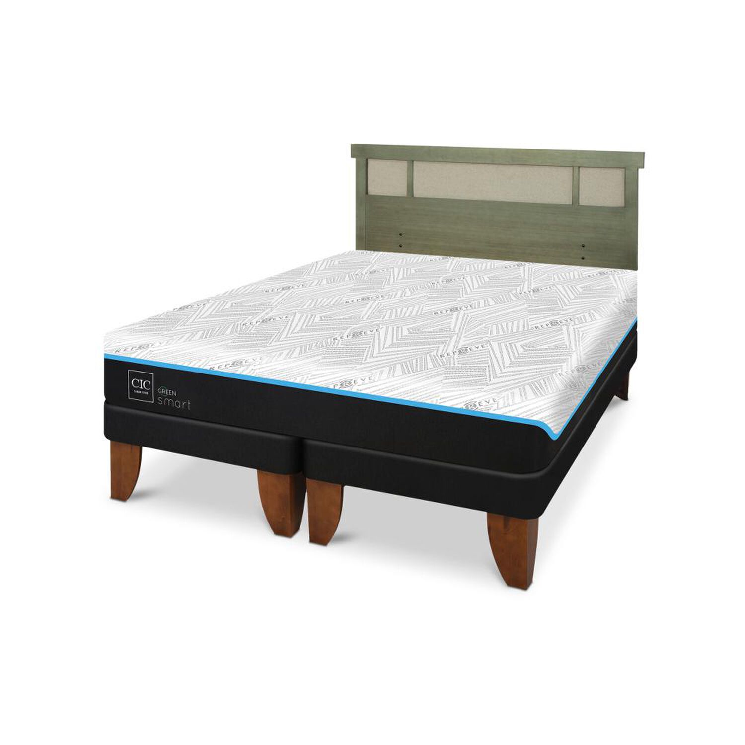 Cama Europea Cic Green Infinity / King / Base Dividida + Respaldo image number 1.0
