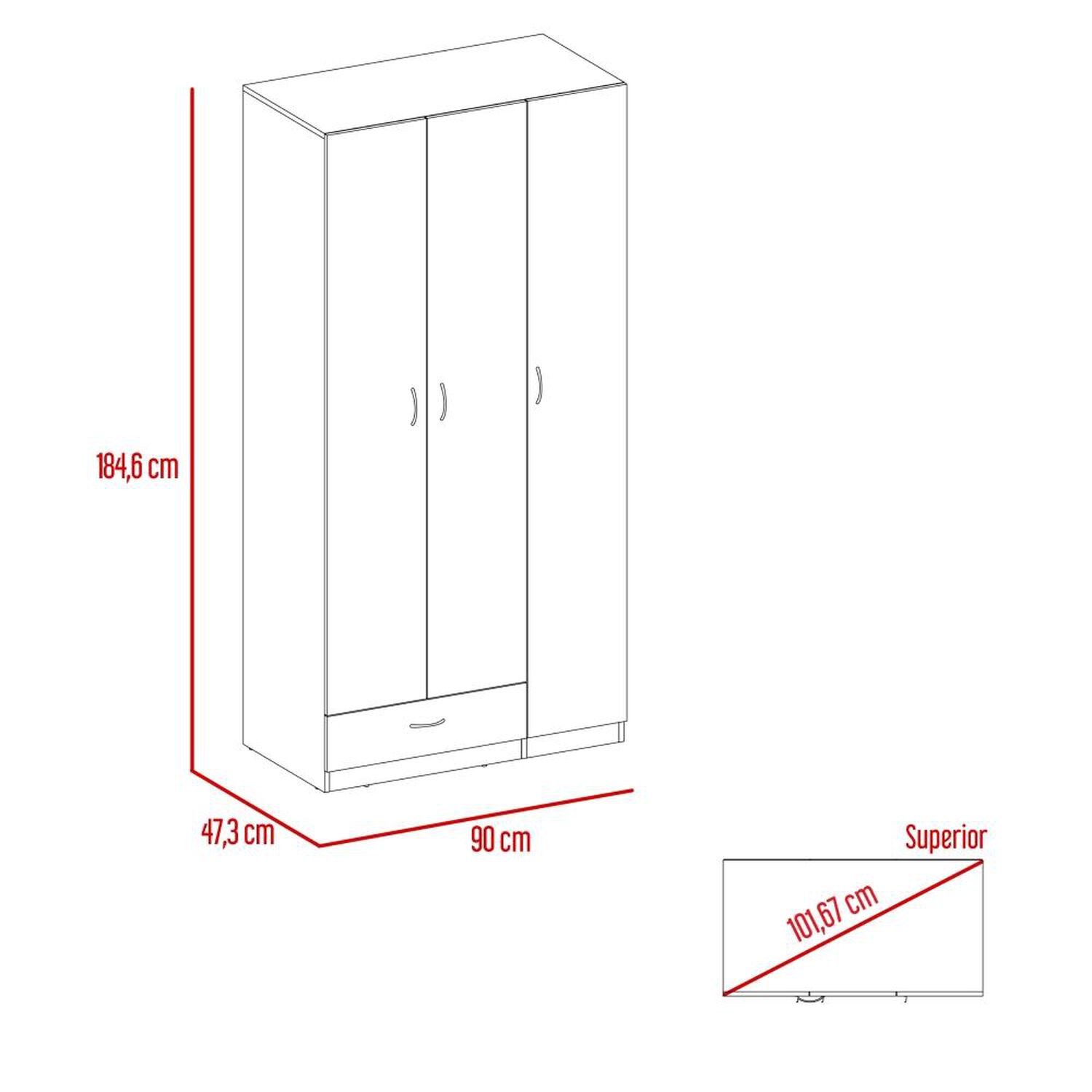 Cl&oacute;set Tuhome Z-90 / 3 Puertas / 1 Caj&oacute;n image number 1.0