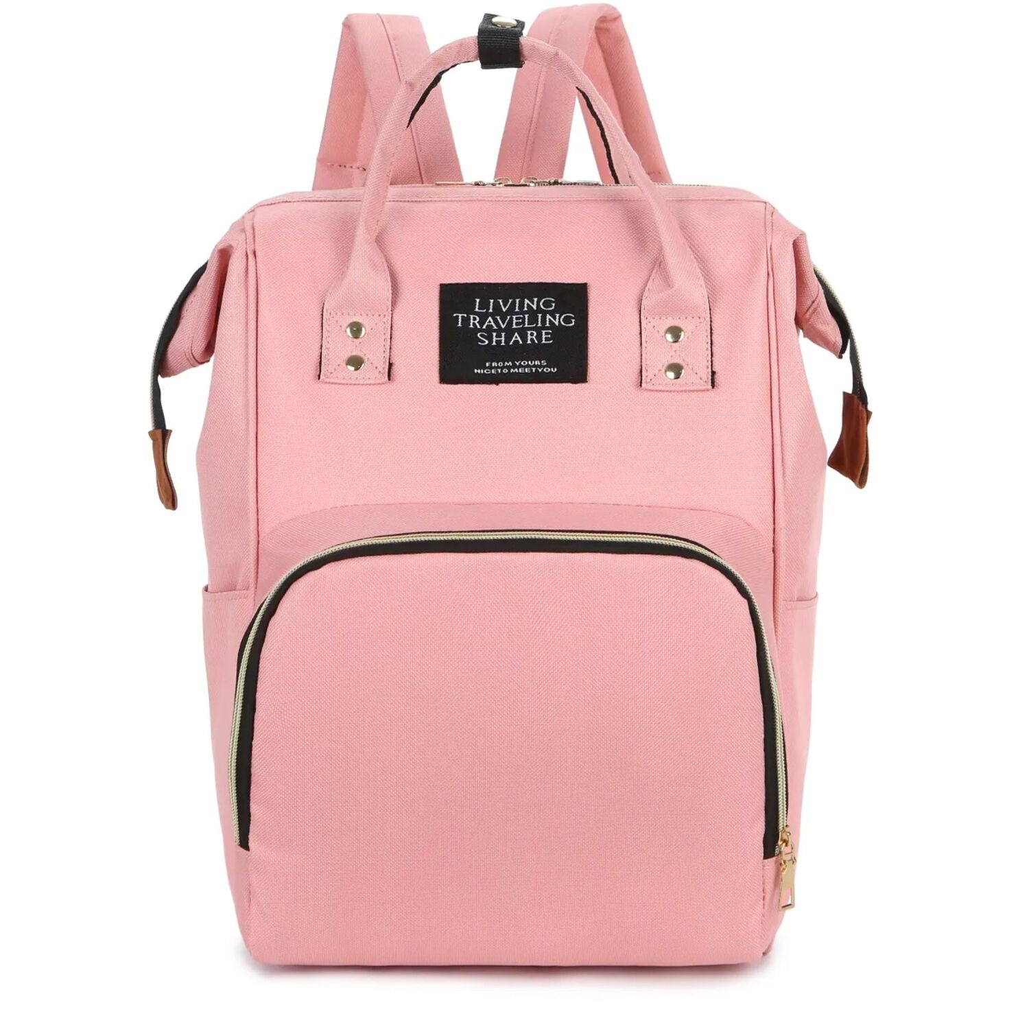 Mochila Maternal Bolso Pa&ntilde;alera Nylon Beb&eacute; Dise&ntilde;o Unicolor T&eacute;rmica E Impermeable Pink image number 0.0