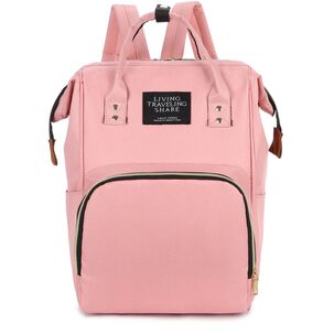 Mochila Maternal Bolso Pa&ntilde;alera Nylon Beb&eacute; Dise&ntilde;o Unicolor T&eacute;rmica E Impermeable Pink