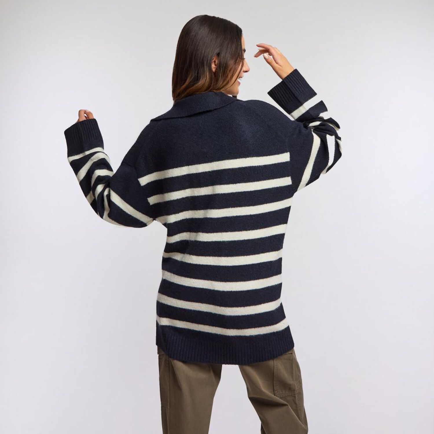 Sweater Rayas Manga Larga Cuello Camisero Mujer Freedom image number 3.0