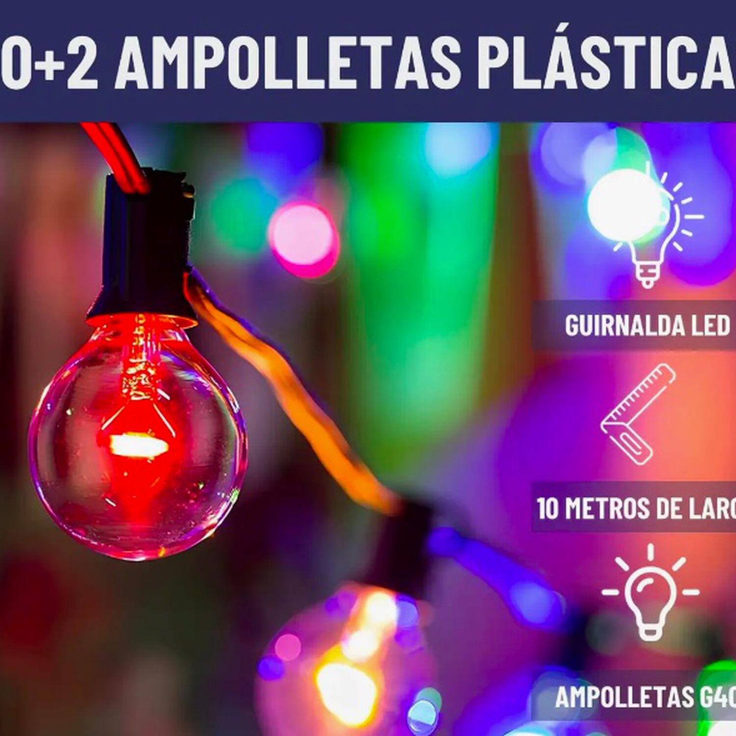 Guirnalda Luces Led Colores 10 Mts image number 2.0