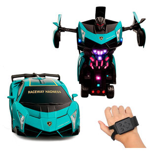Auto Robot Control Sensorial Transformable Con Luces Led