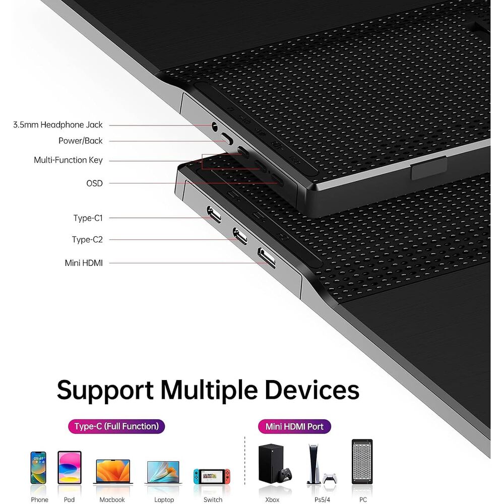 Monitor Port&aacute;til Yxk 15,6'' Full Hd 1080p Usb-c Hdmi image number 3.0