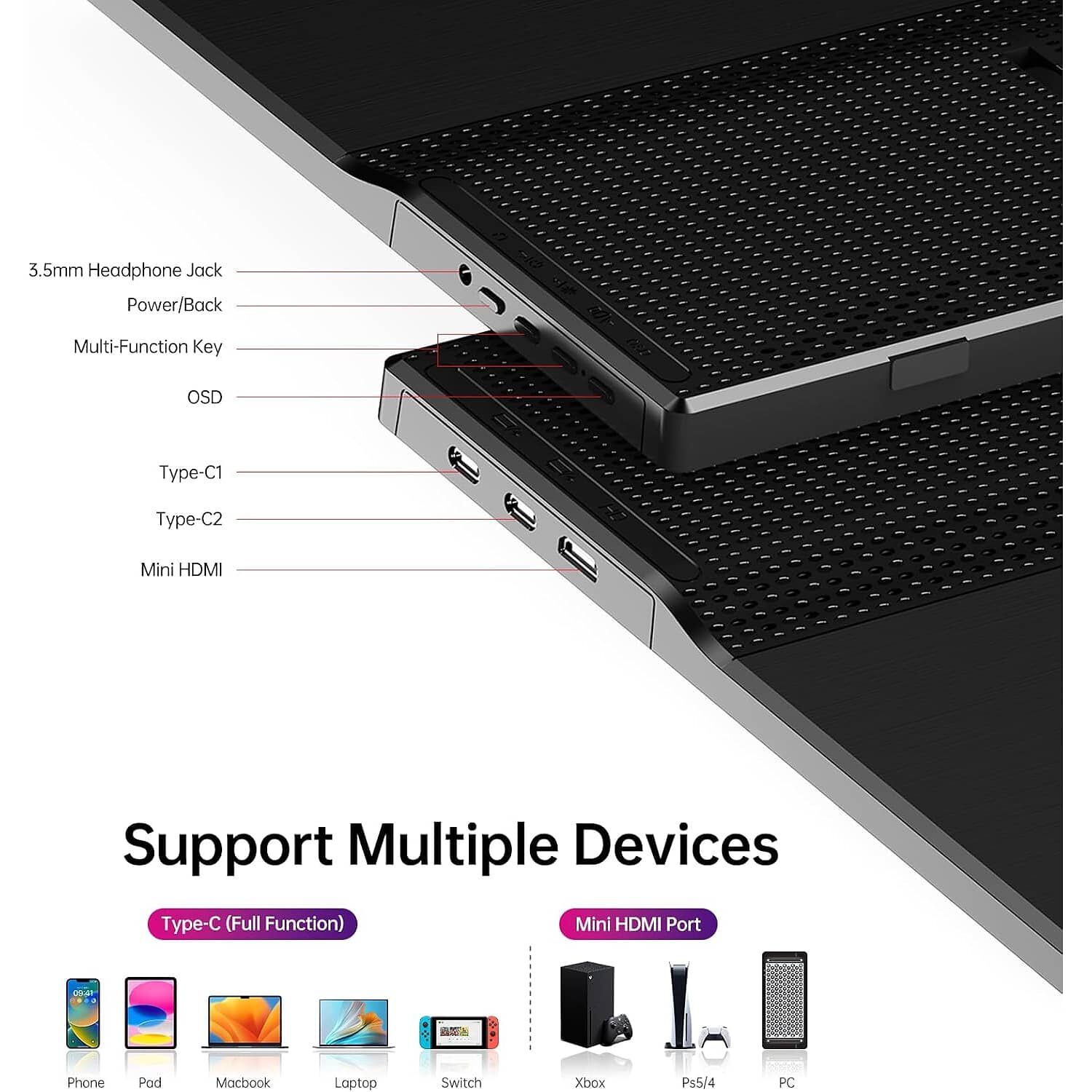 Monitor Port&aacute;til Yxk 15,6'' Full Hd 1080p Usb-c Hdmi image number 3.0