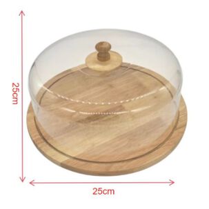 Bandeja De Bamb&uacute; Con Tapa Cubre Alimentos Eco Redondo 25x25 Cm