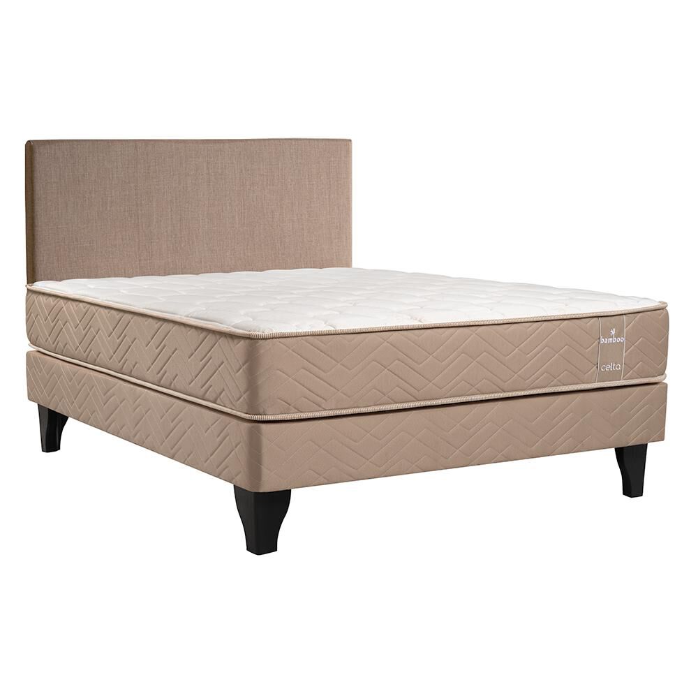 Cama Europea Celta Bamboo / 2 Plazas / Base Normal + Respaldo image number 0.0