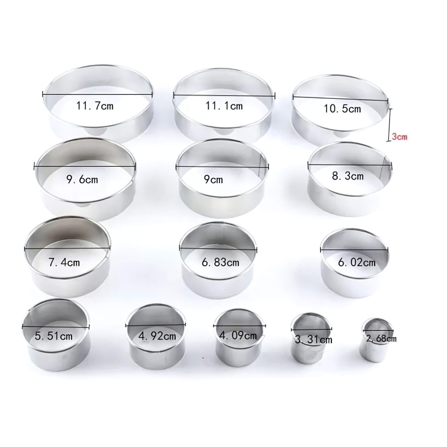 Set 14 Moldes Galletas Anillo Circular Cortador Reposteria image number 1.0