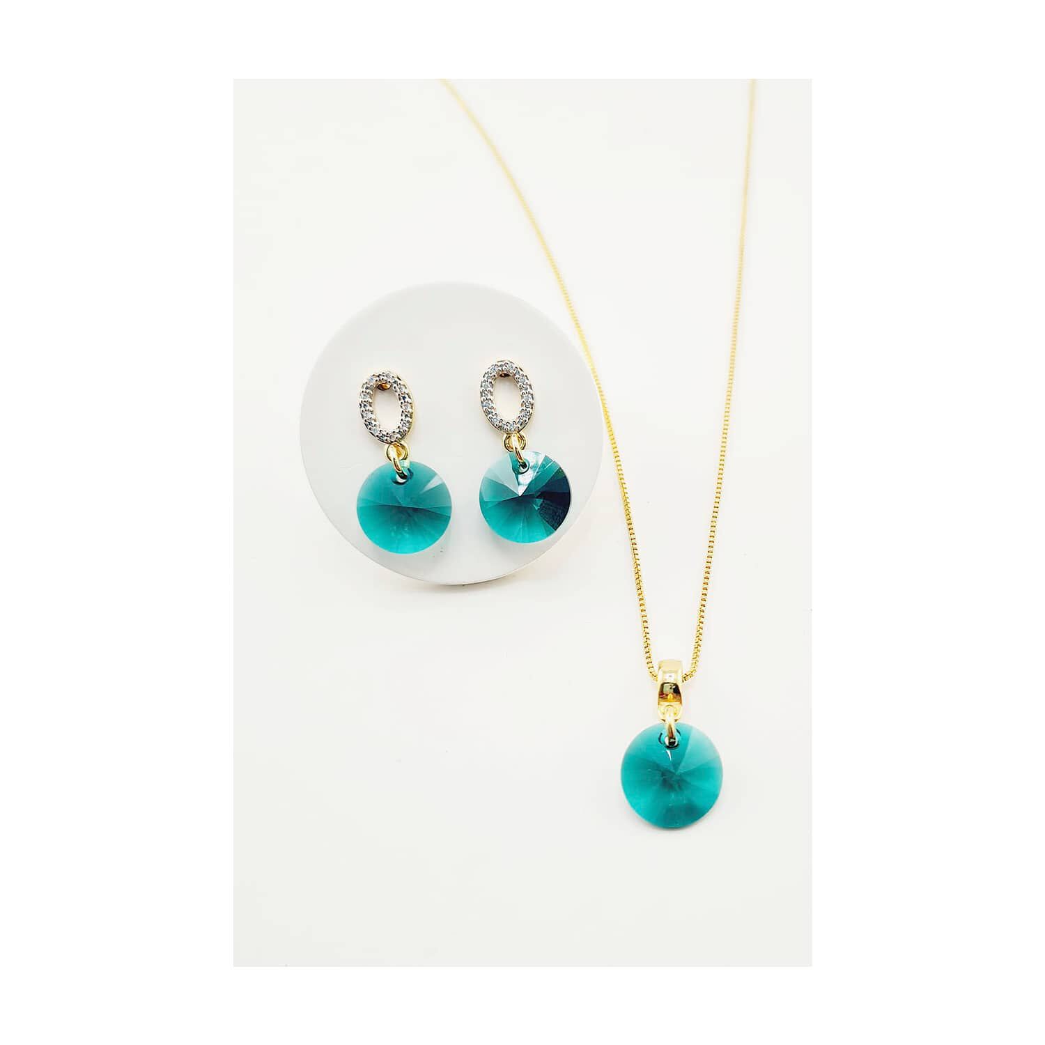 Conjunto Madrid Gold Cristales Genuinos Emerald. image number 1.0