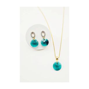 Conjunto Madrid Gold Cristales Genuinos Emerald.