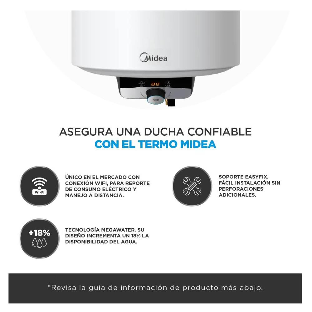 Termo El&eacute;ctrico Midea MWH50-15EFGCLW / 50 Litros image number 1.0