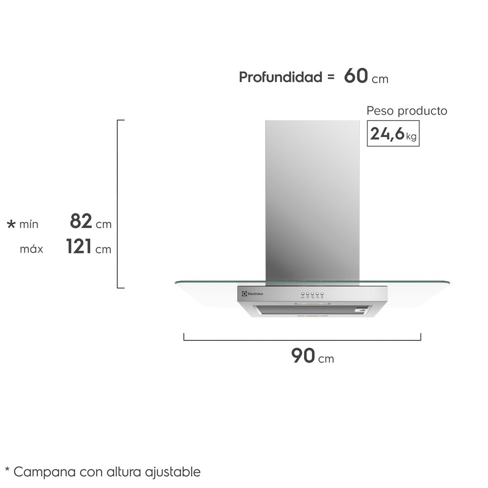 Campana Cocina Isla Decorativa 90cm Luz Led Ce9ix Inox image number 2.0