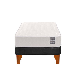 Cama Europea 1 Plaza Luna 90x190 Cm Base Colch&oacute;n Madera Negro