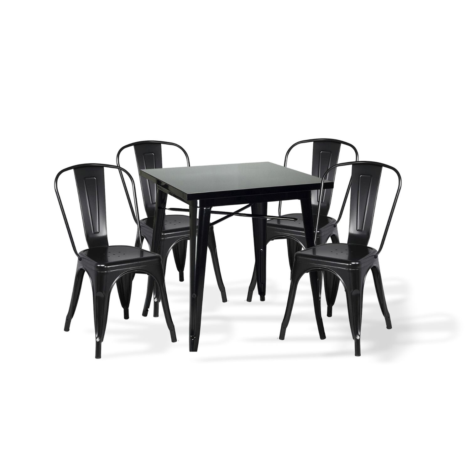 Comedor Mesa Tolix 80x80cm + 4 Sillas Tolix Negras image number 0.0