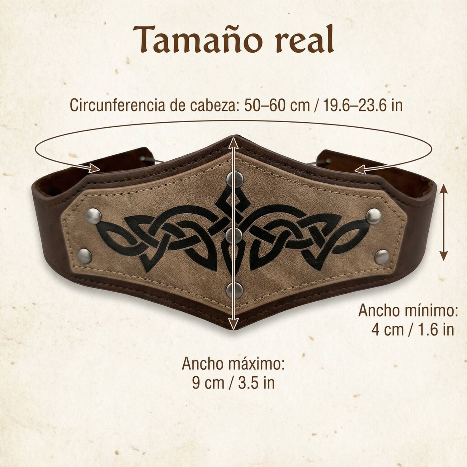 Tiara Vikinga Medieval Celtas En Relieve Ajustable image number 19.0
