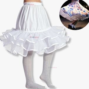Falso Para Vestido Niña Juvenil Fiestas Patrias Color Blanco