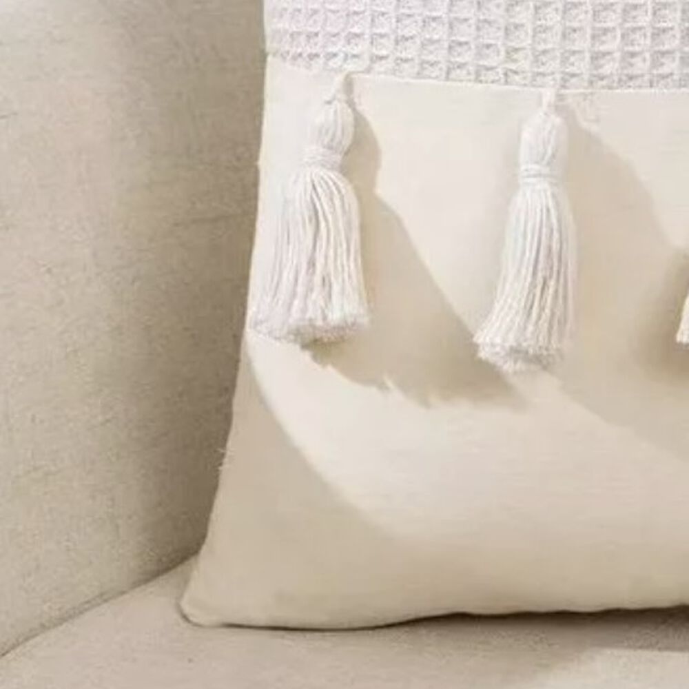 Pack 2 Fundas De Cojín 45x45cm Diseño Lino Tejida Con Flecos image number 1.0