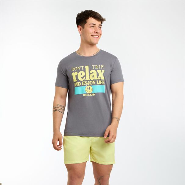 Polera Estampada Manga Corta Cuello Redondo Hombre Skuad