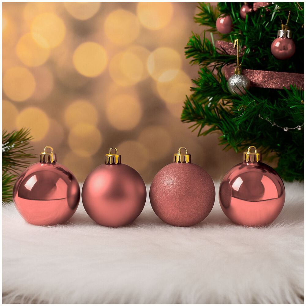 10 Bambalinas Navideña Esfera 6cm Oro Rosa Adorno Decoración image number 2.0