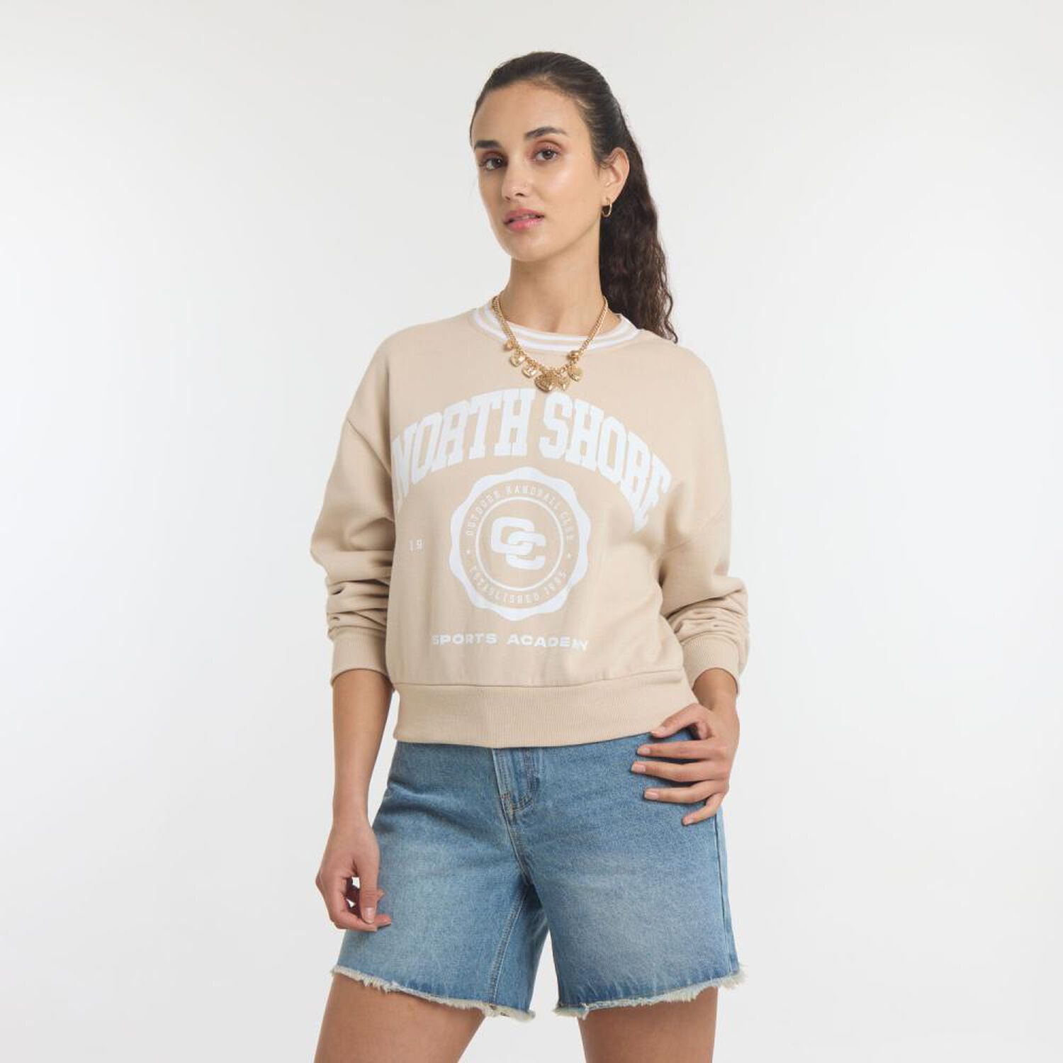 Poler&oacute;n Print College Cuello Redondo Mujer Freedom image number 2.0