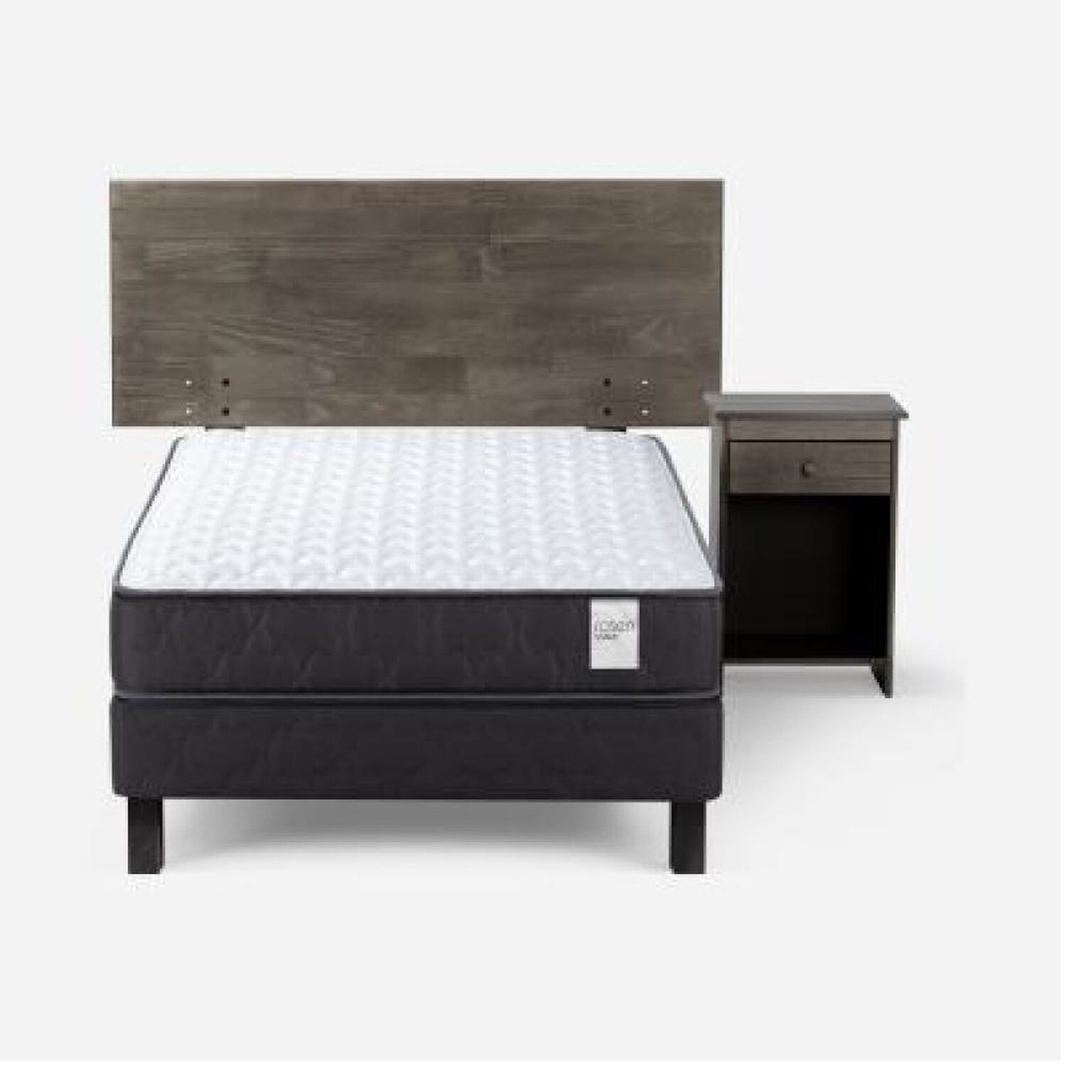 Cama Europea Rosen Wave / 1 Plaza / Base Normal + Set De Maderas Tabor Grafito image number 12.0