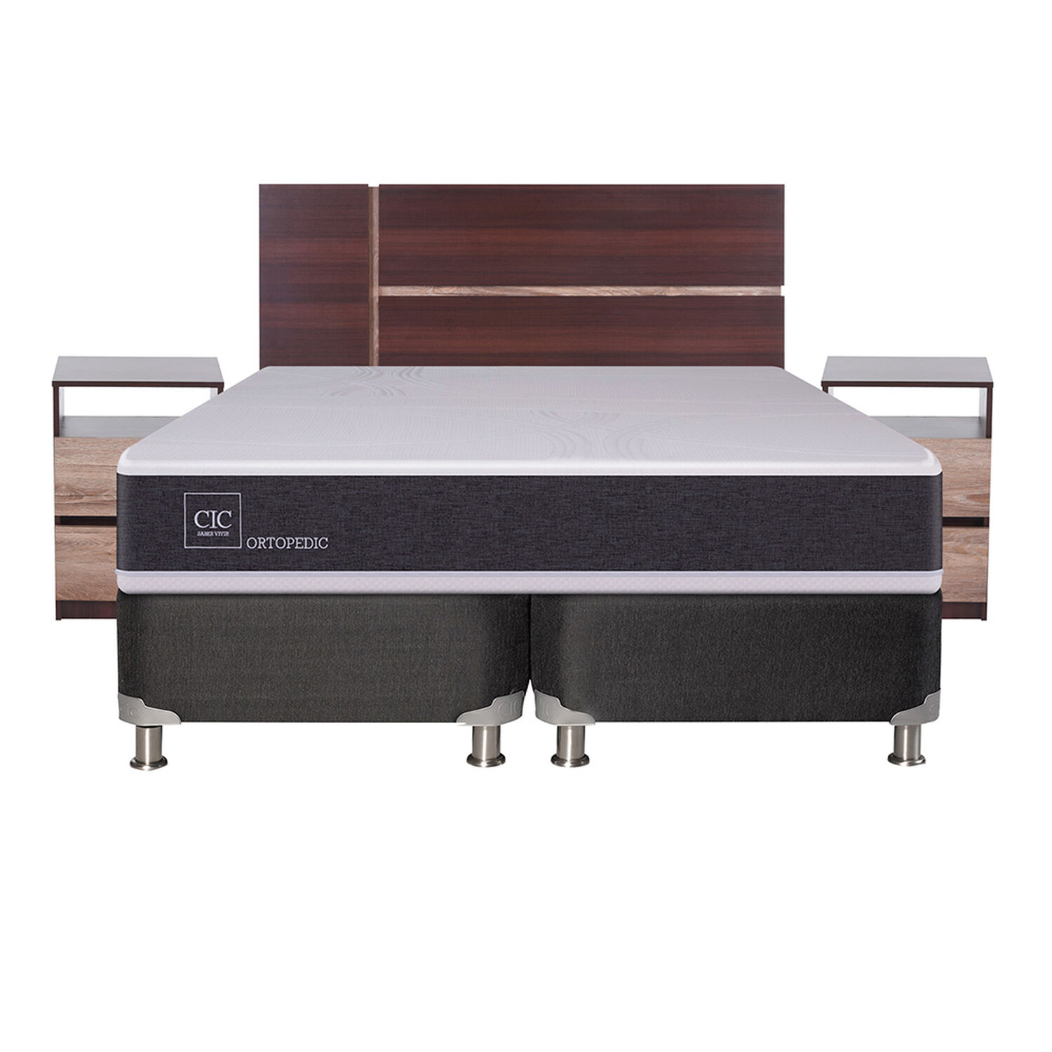 Box Spring Cic New Ortopedic B5 / King / Base Dividida + Set De Maderas image number 1.0