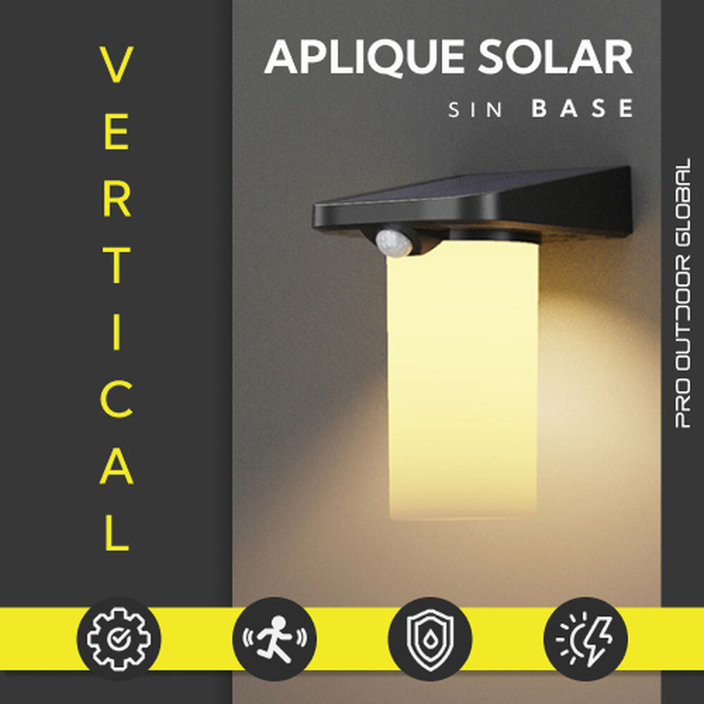 Aplique Solar Vertical Sin Base Contra Agua Con Sensor Movimiento image number 1.0