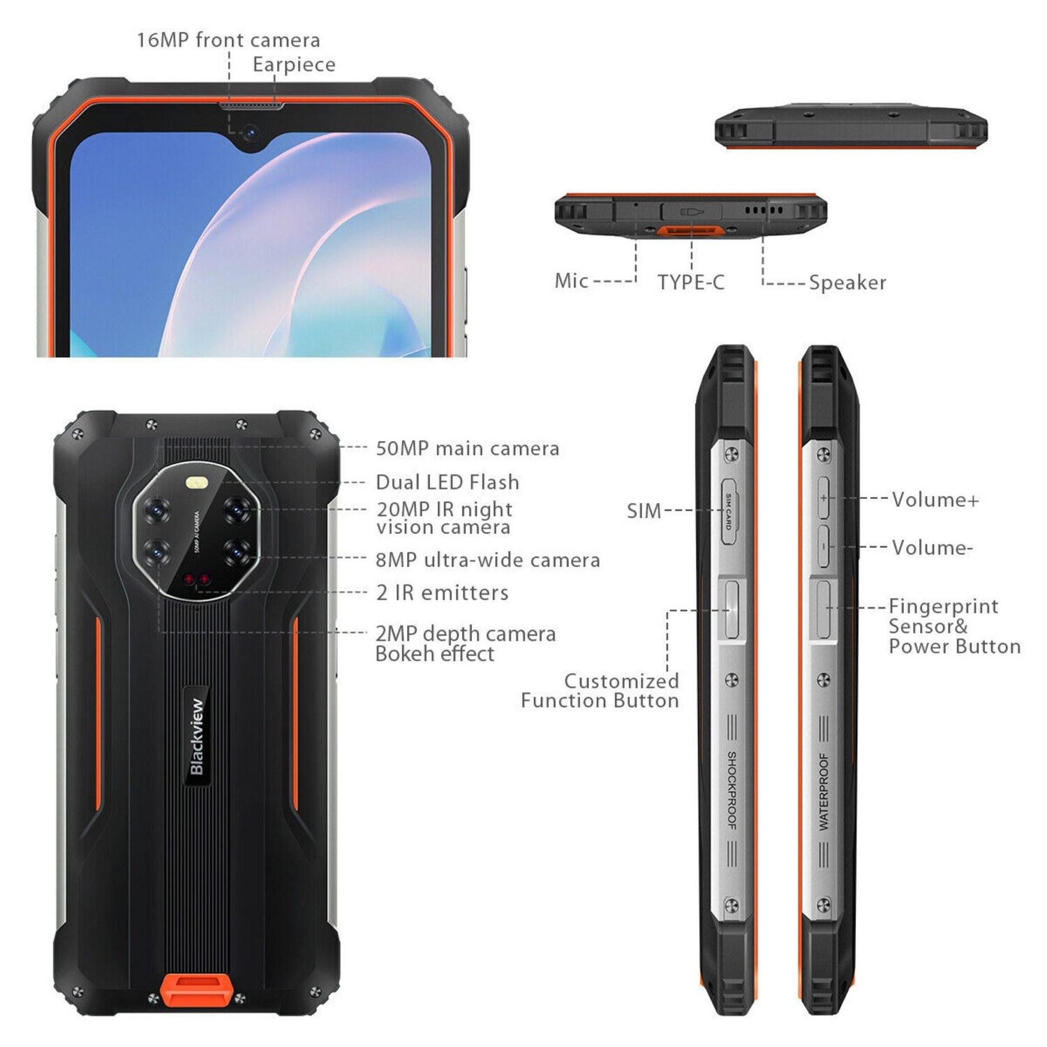 Celular Rugged Blackview Bl8800 Pro Resistente A Golpes, Polvo, Humedad Y Agua / C&aacute;mara T&eacute;rmica, Carga R&aacute;pida 33.0w image number 7.0
