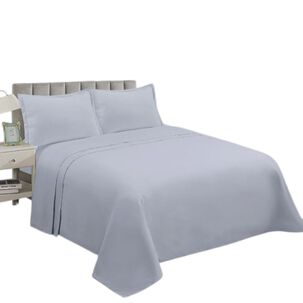 Juego De Sabanas De 144 Hilos Para Cama 1 Plaza + 1 Funda De Almohada Gris