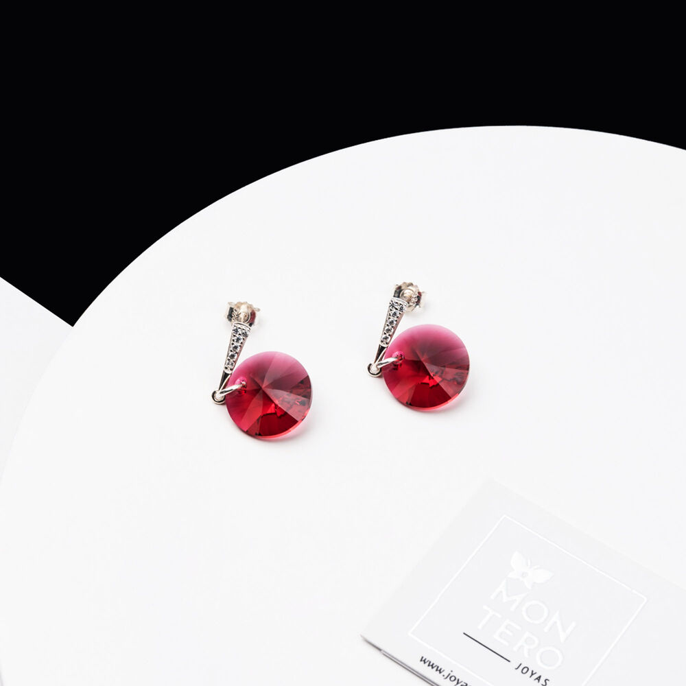 Aros Paris Plata Italiana 925 Y Cristales Genuinos Scarlet image number 1.0