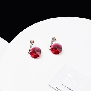 Aros Paris Plata Italiana 925 Y Cristales Genuinos Scarlet