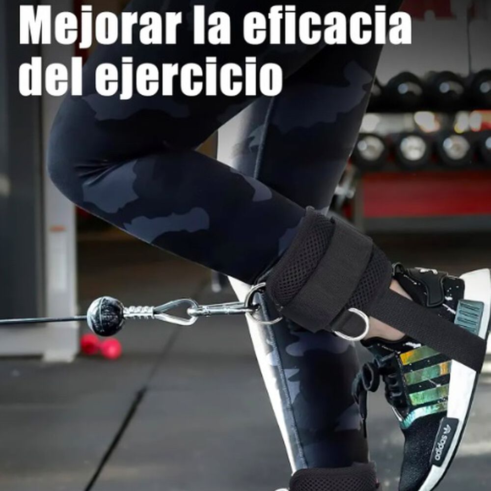 Pared Negra Tobilleras Para Polea Gym Gl&uacute;teos Banda Tensi&oacute;n image number 3.0