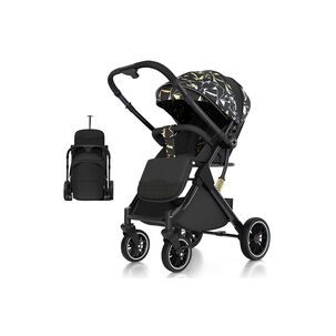 Coche De Beb&eacute; Maleta Reversible Walky Negro Dorado