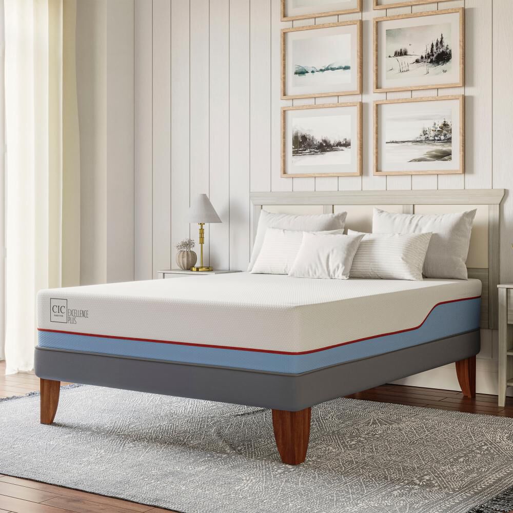 Cama Europea Cic Excellence Plus / 2 Plazas / Base Normal + Respaldo image number 12.0