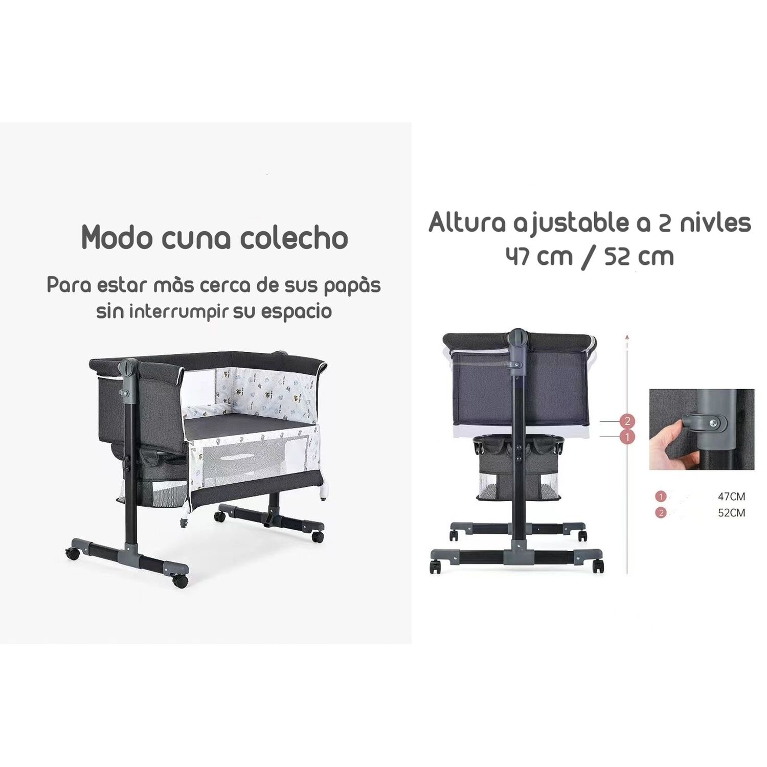 Cuna Colecho Con Mudador Y Accesorios Lubabycas Rosada image number 3.0